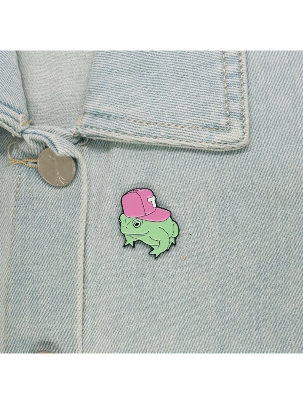 ✨Frog With Hat Green Frogo Cool Toad Baseball Cap Metal Pin Badge Brooch Enamel✨